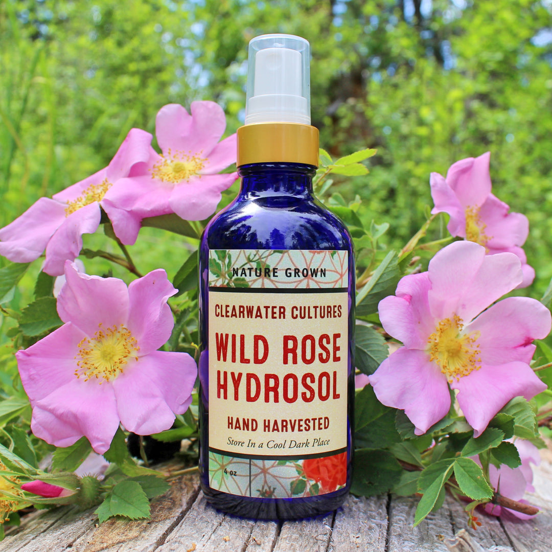 WILD ROSE HYDROSOL- MEDICINAL, WILDCRAFTED, NATURE GROWN- 4OZ 